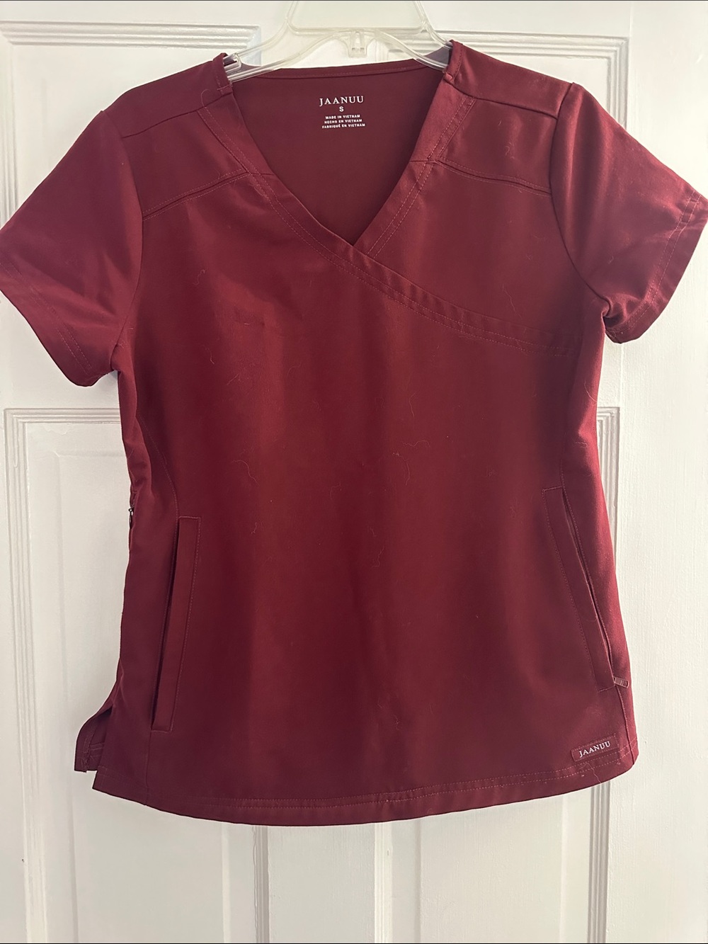 Jaanuu Women's V-Neck Scrub Top - Maroon